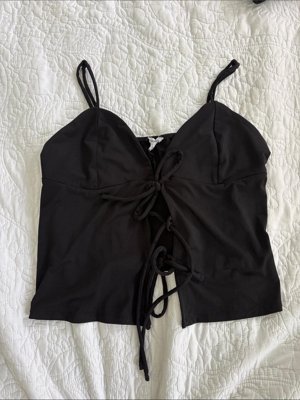 Garage Black Lace-Up Going Out Top